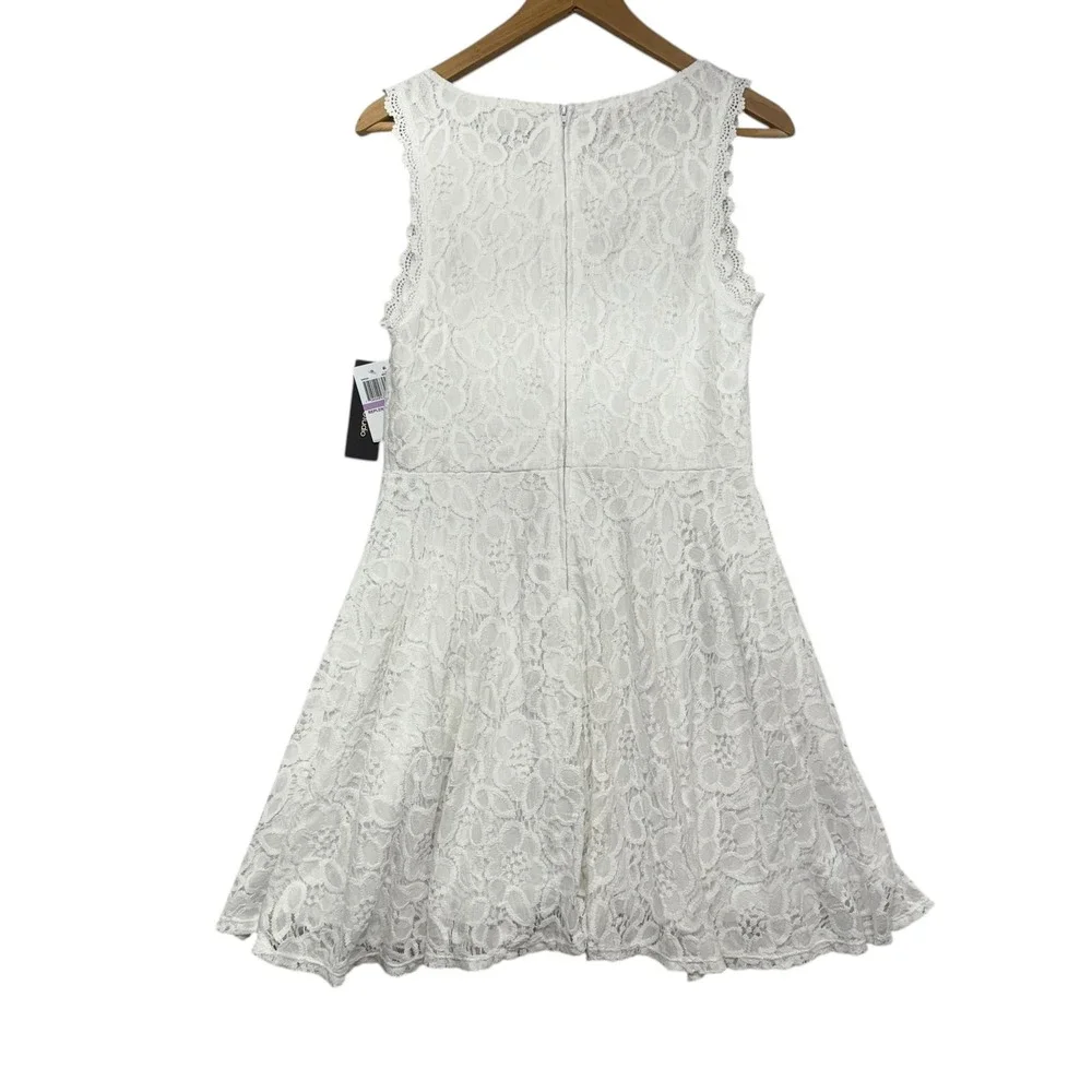 City Studio White Lace Fit Flare Dress Sleeveless Scalloped Neckline Size‎ 11